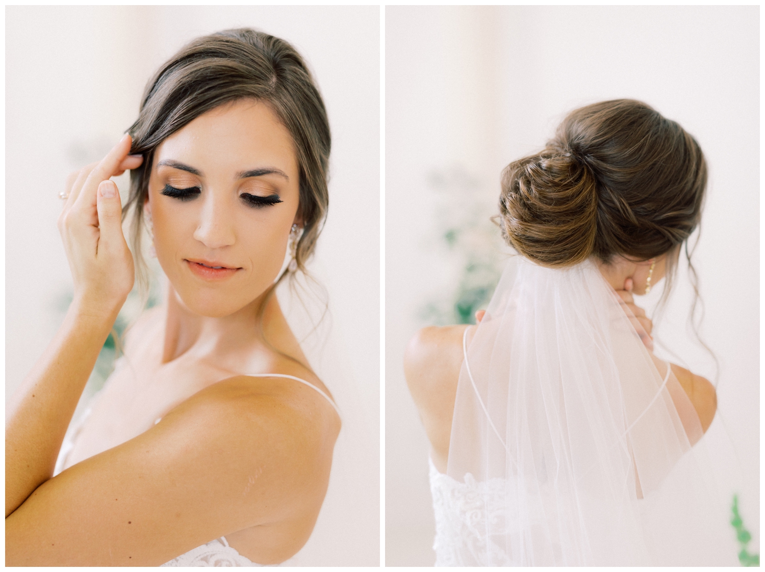 bridal portrait with closeup of hair updo