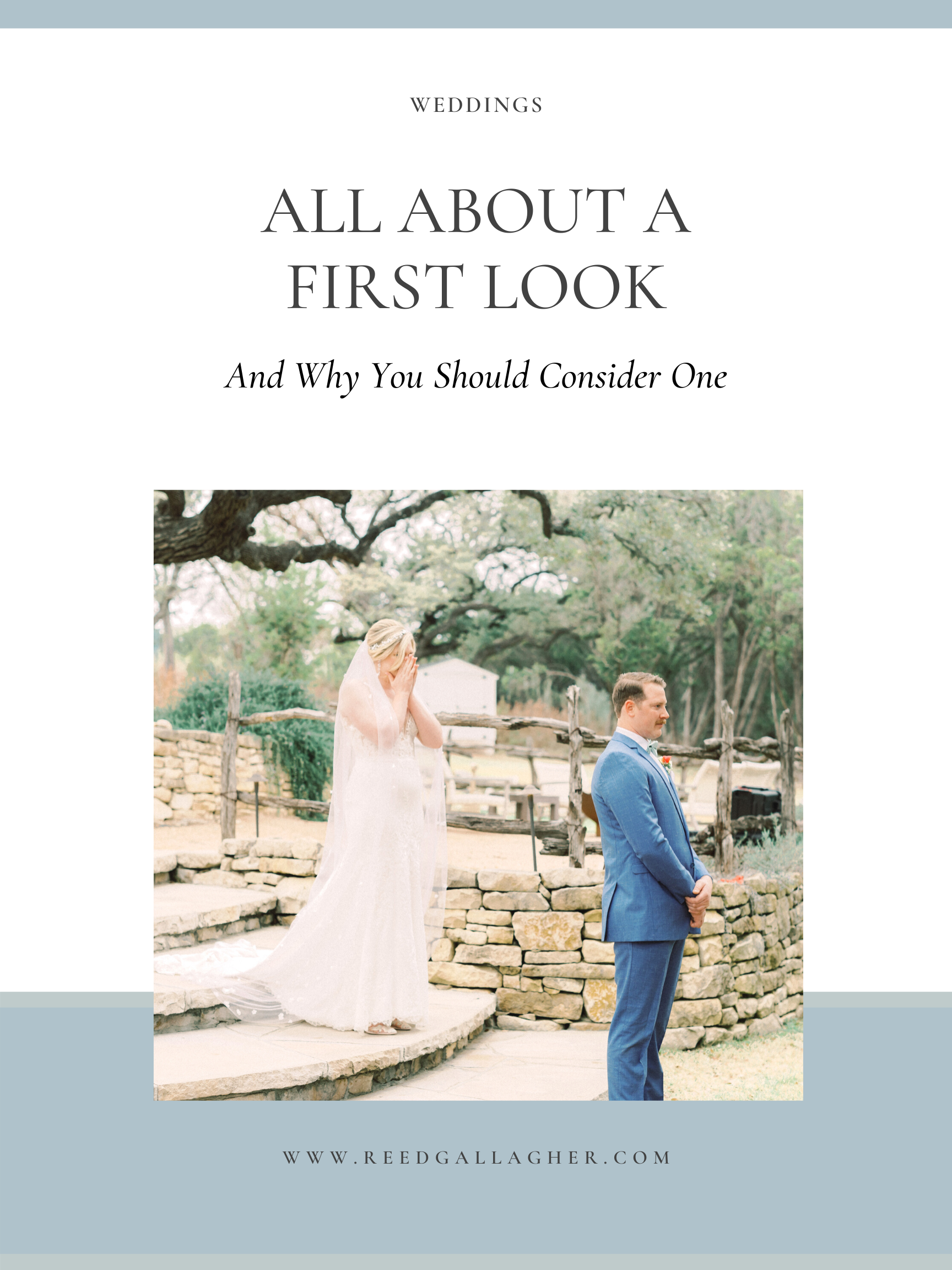 Featured blog image of a bride and groom sharing a first look on their wedding day