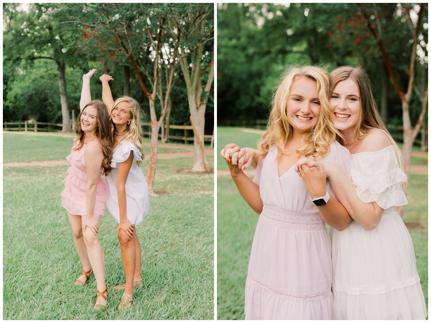 best friends senior session at a Houston outdoor park