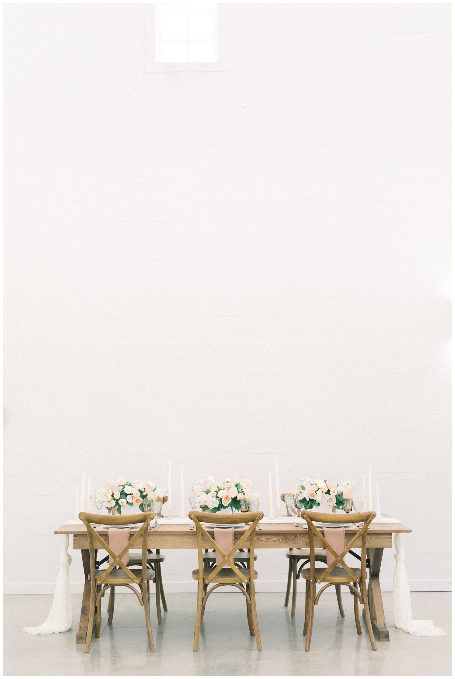 wedding reception tablescape with florals
