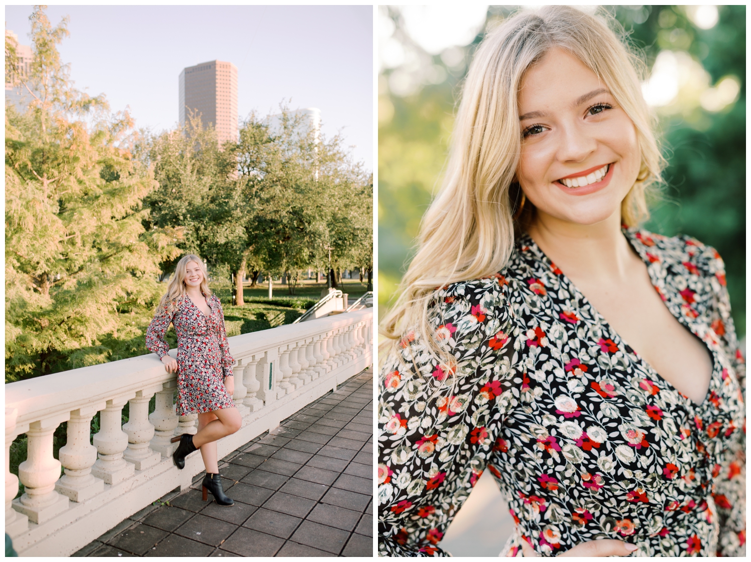 girl posing for houston senior portrait session Buffalo Bayou with Reed Gallagher Photography