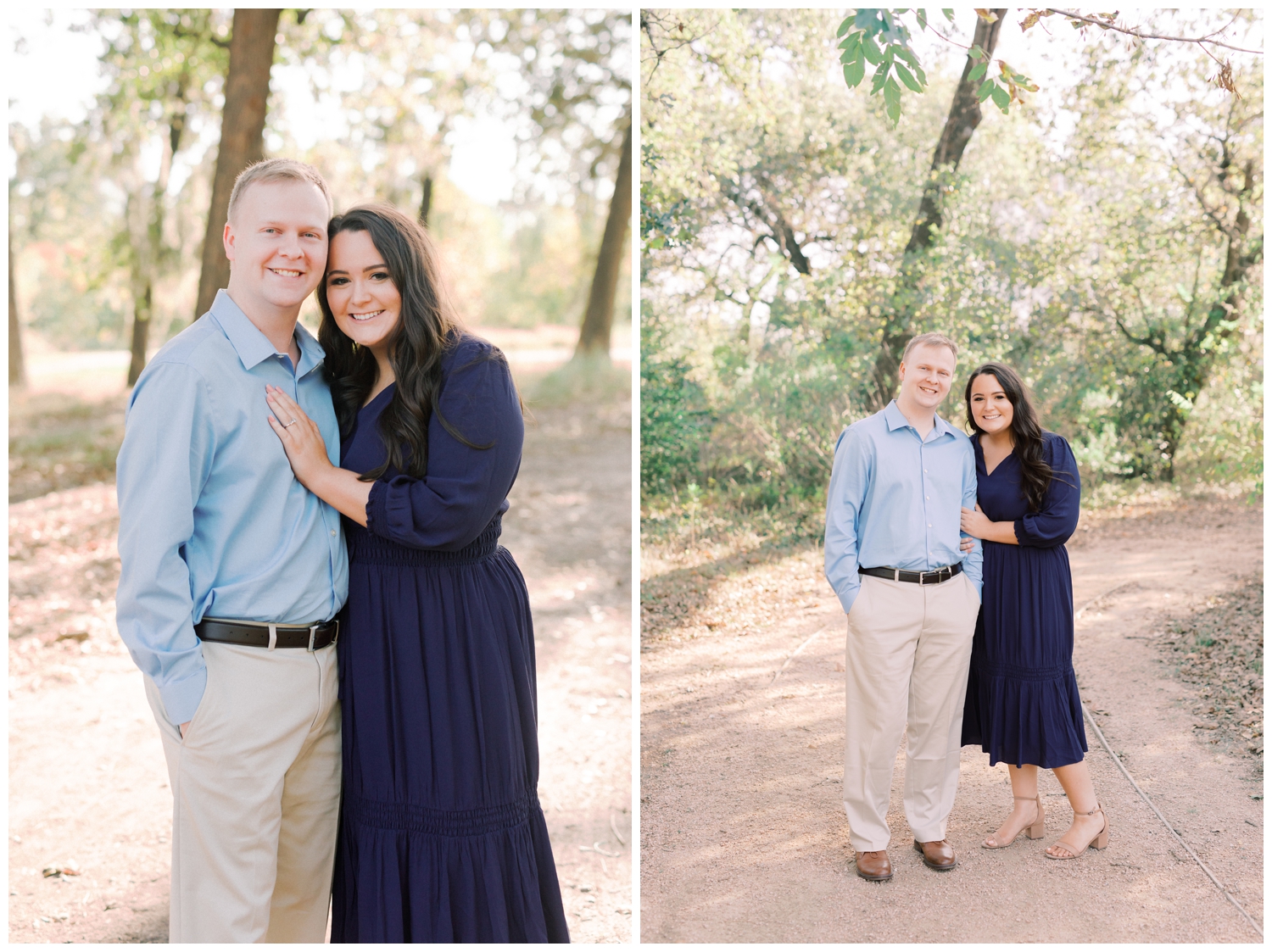 couple at engagement session at Hermann Park in Houston