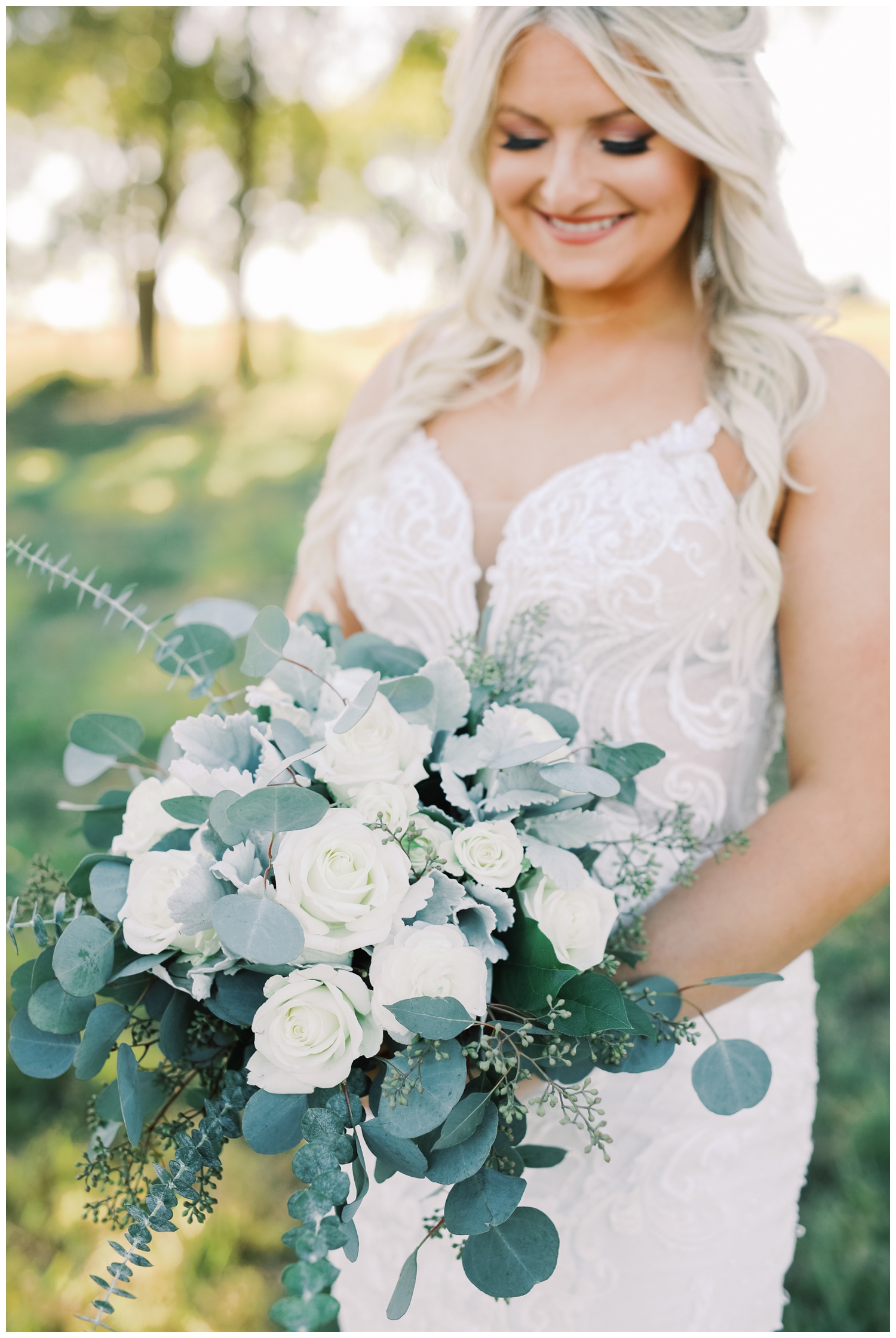 all white bridal bouquet detail shot