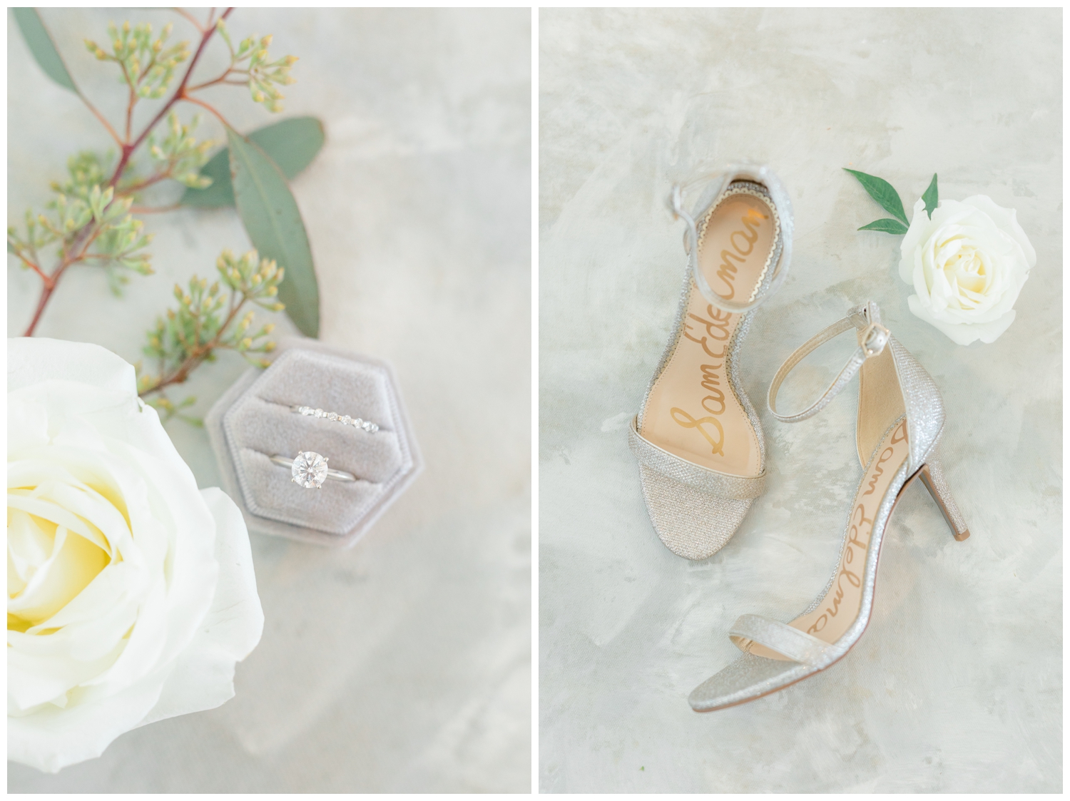 wedding ring and shoes detailed shot