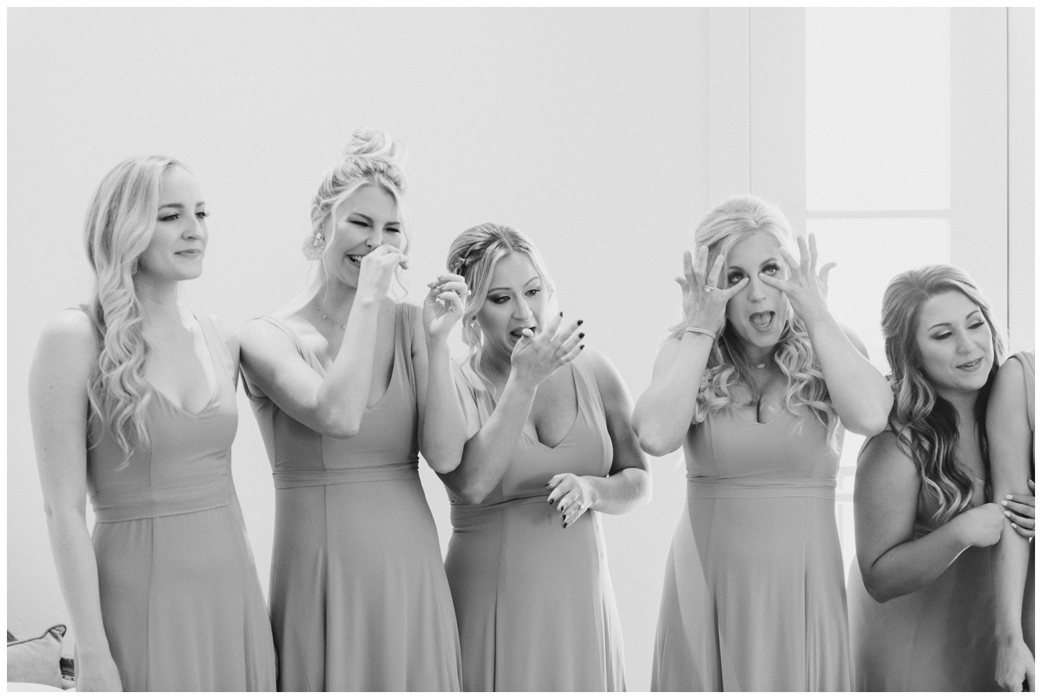 bridesmaids first look with bride