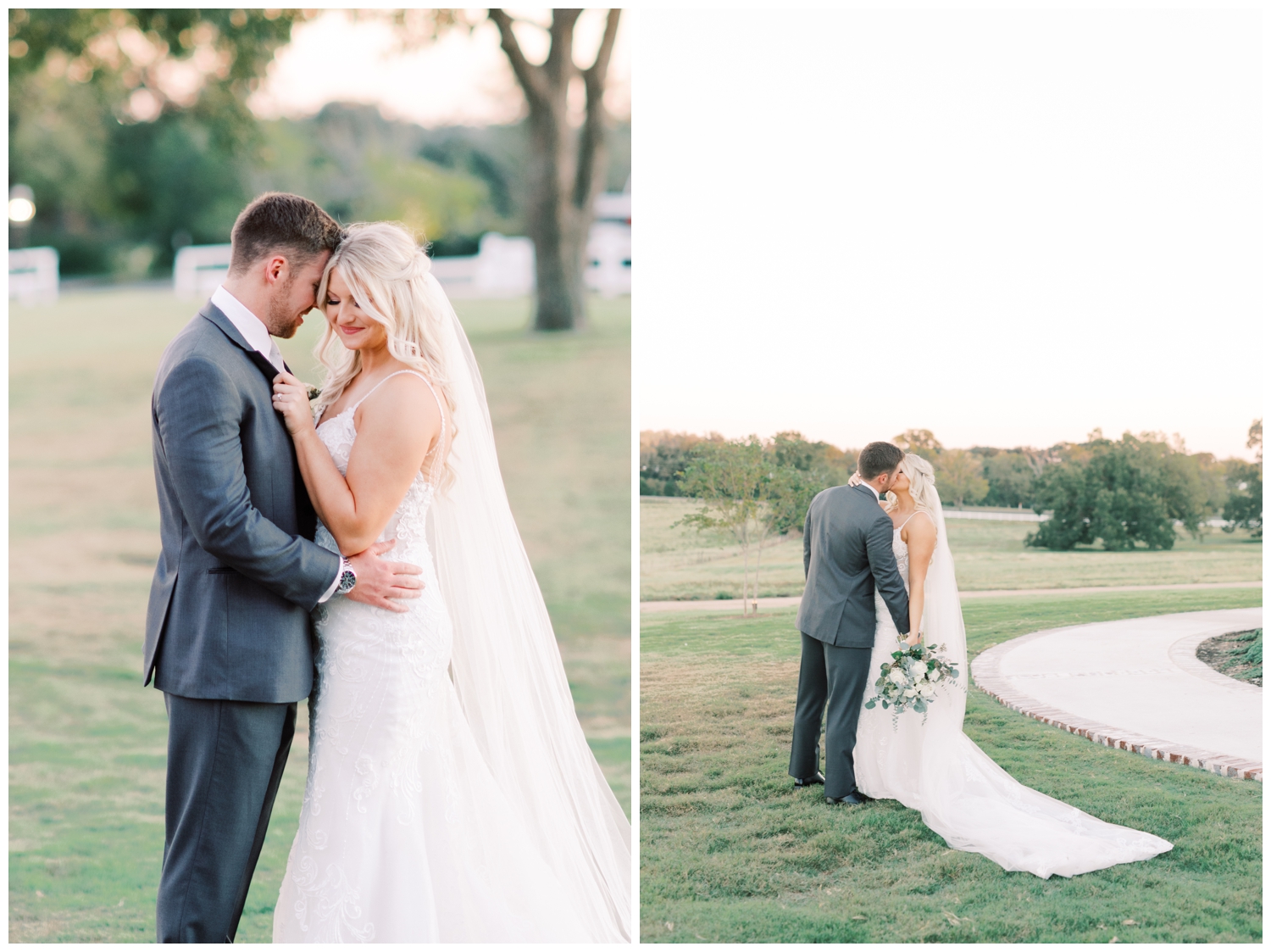 couple portraits at sunset after wedding ceremony