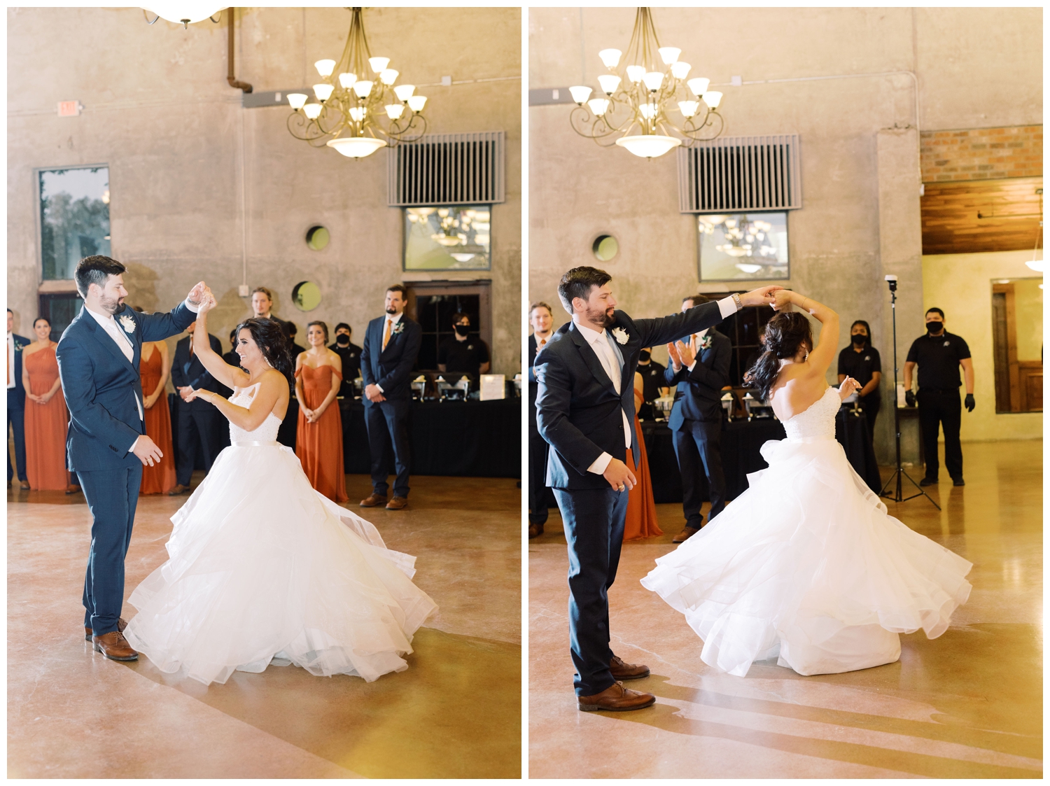 bride and groom first dance in Montgomery wedding venue