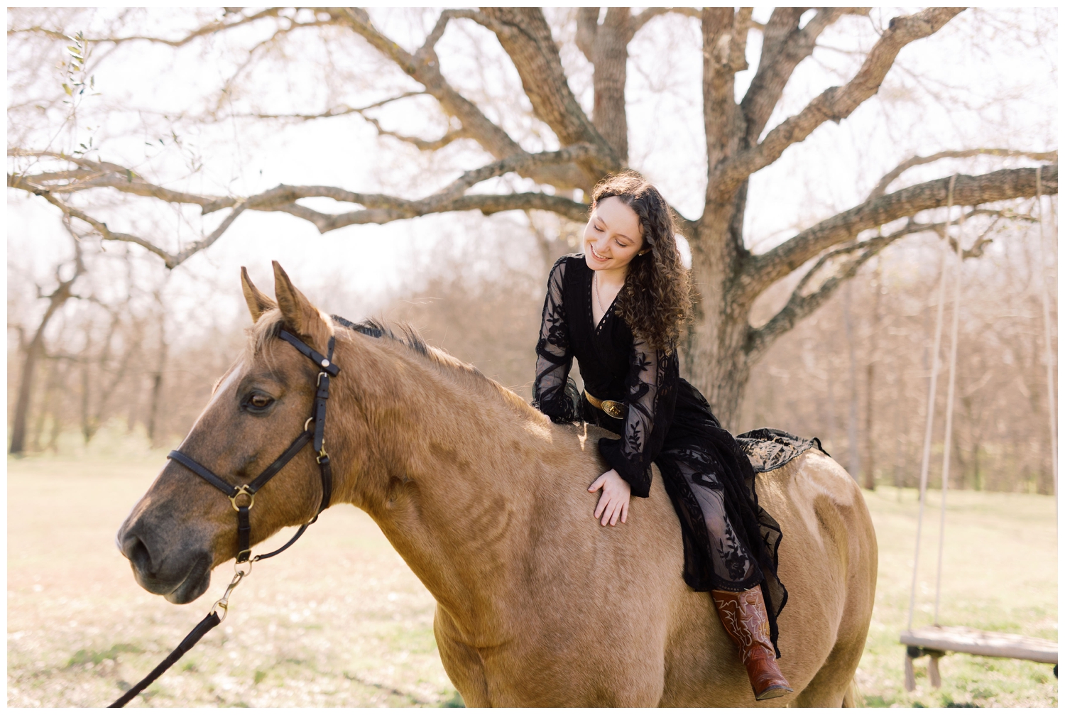 high school senior girl on a horse at Havenly Farms for Cypress Senior Session