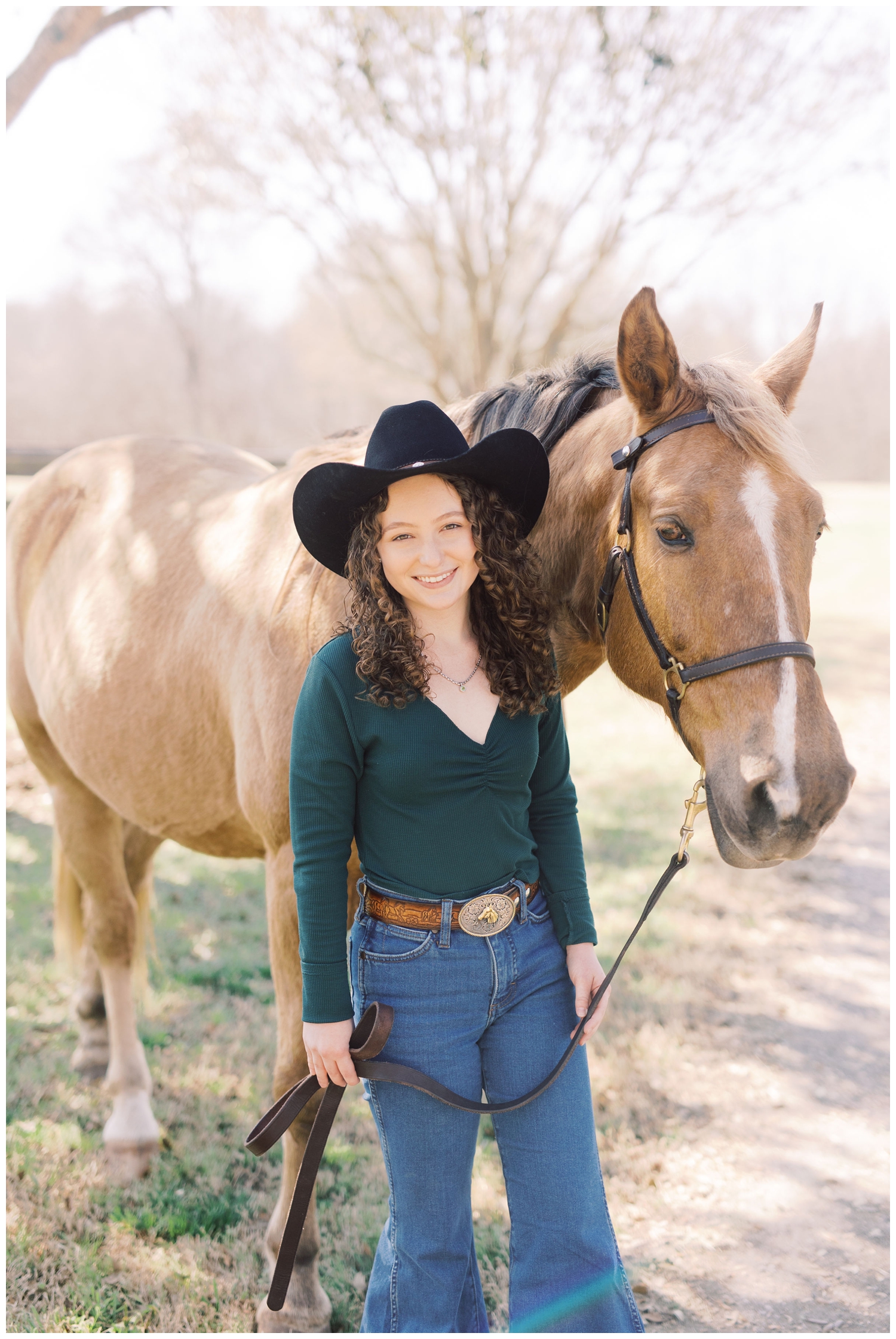 Cypress senior session with girl and a horse