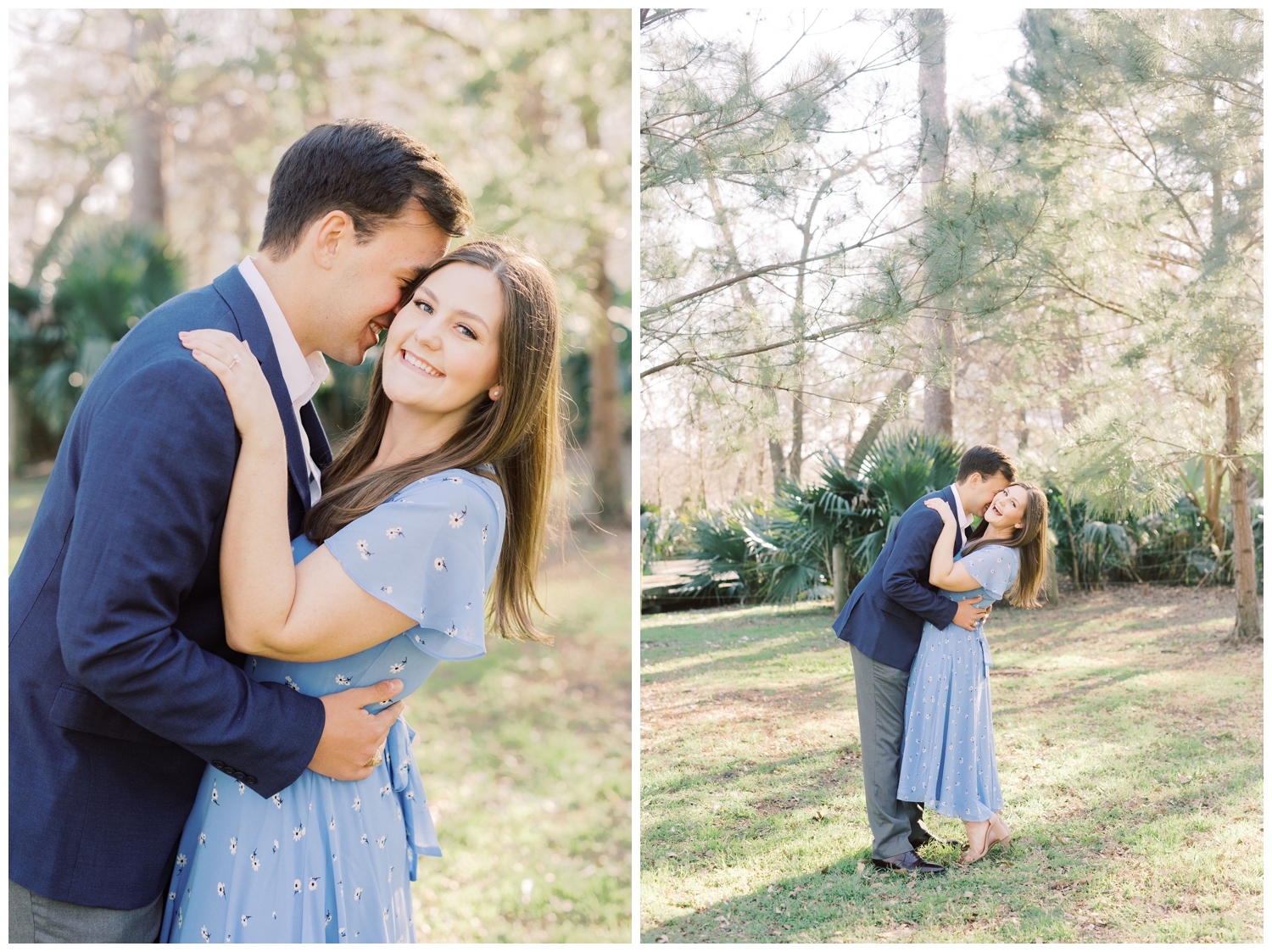couple smiling for Houston Engagement Photographer