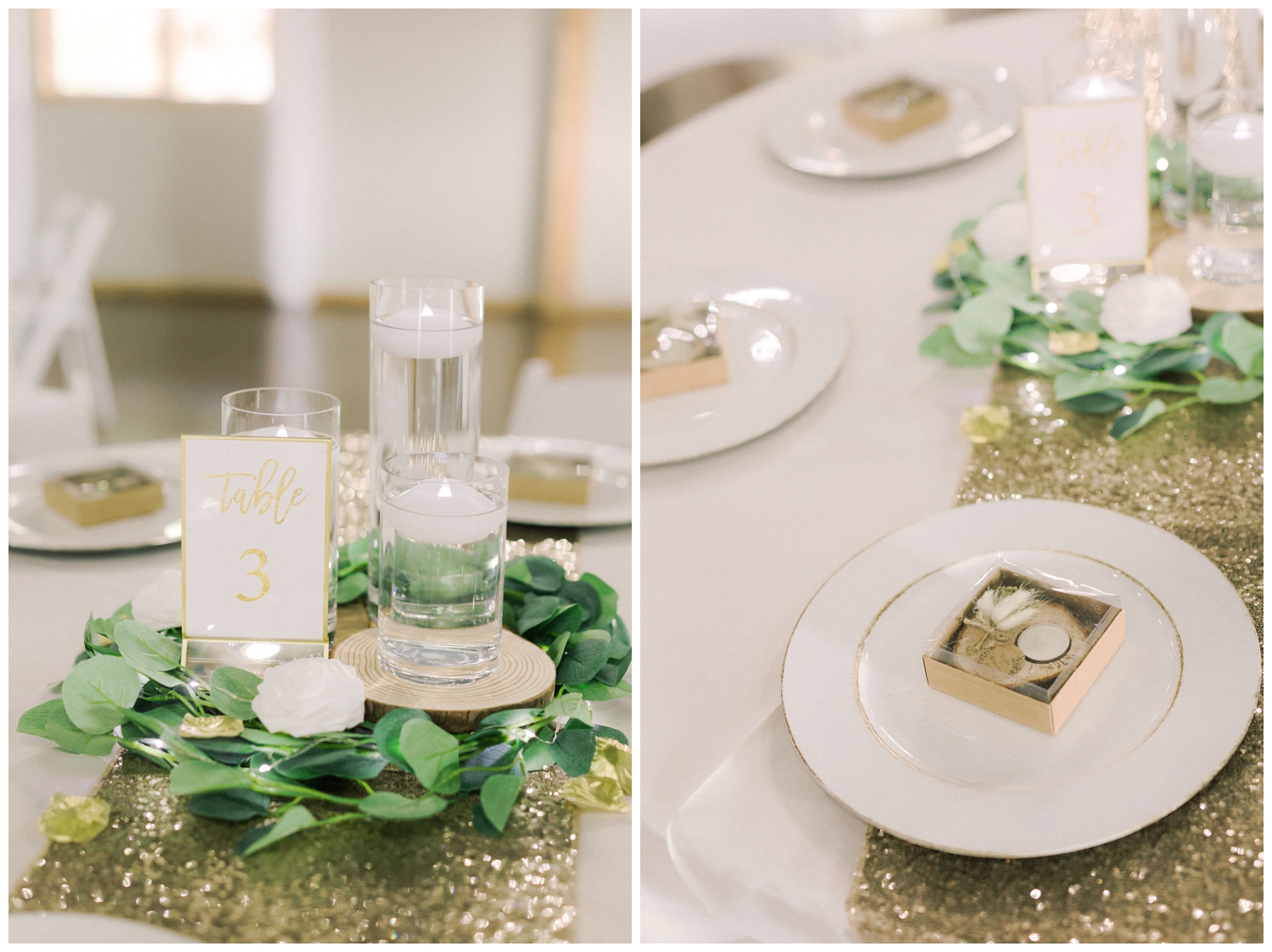 reception table with white place setting