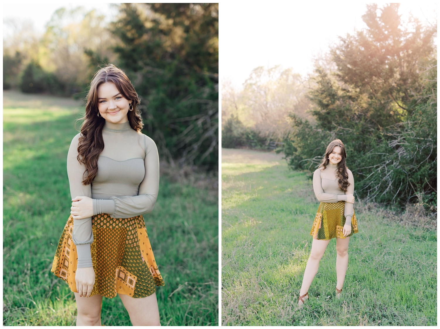 senior girl with arms crossed posing for a Houston outdoor senior photographer