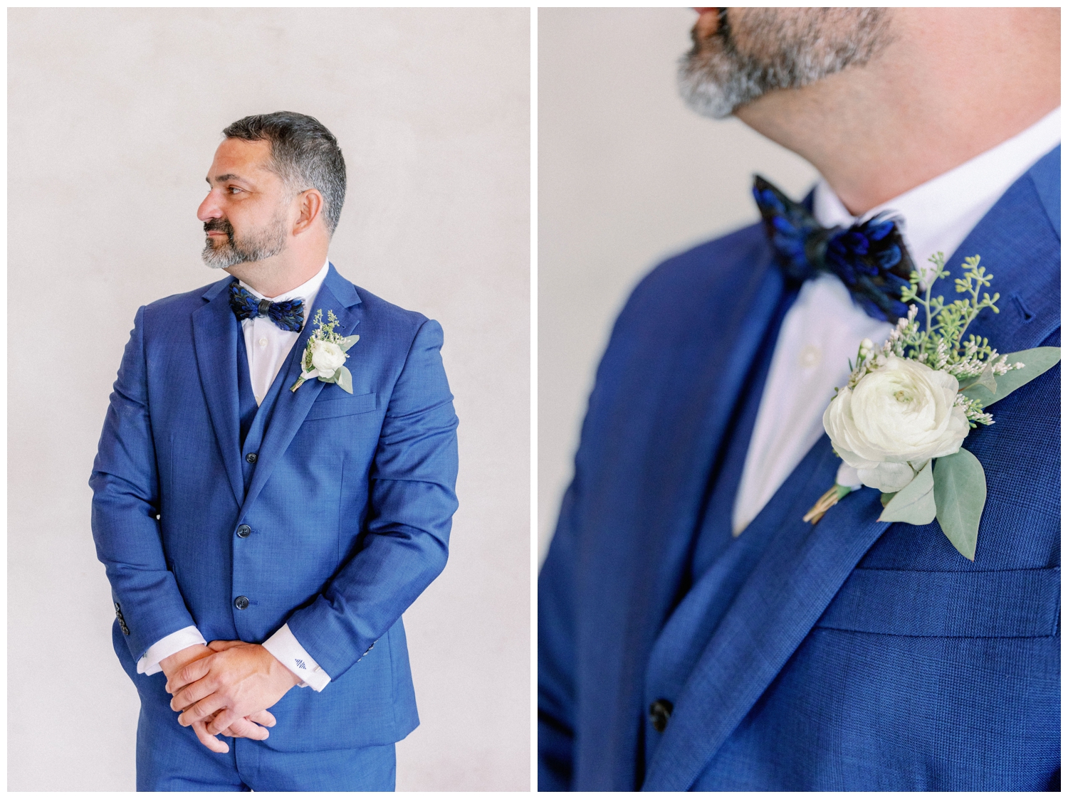 groom portrait in blue suit