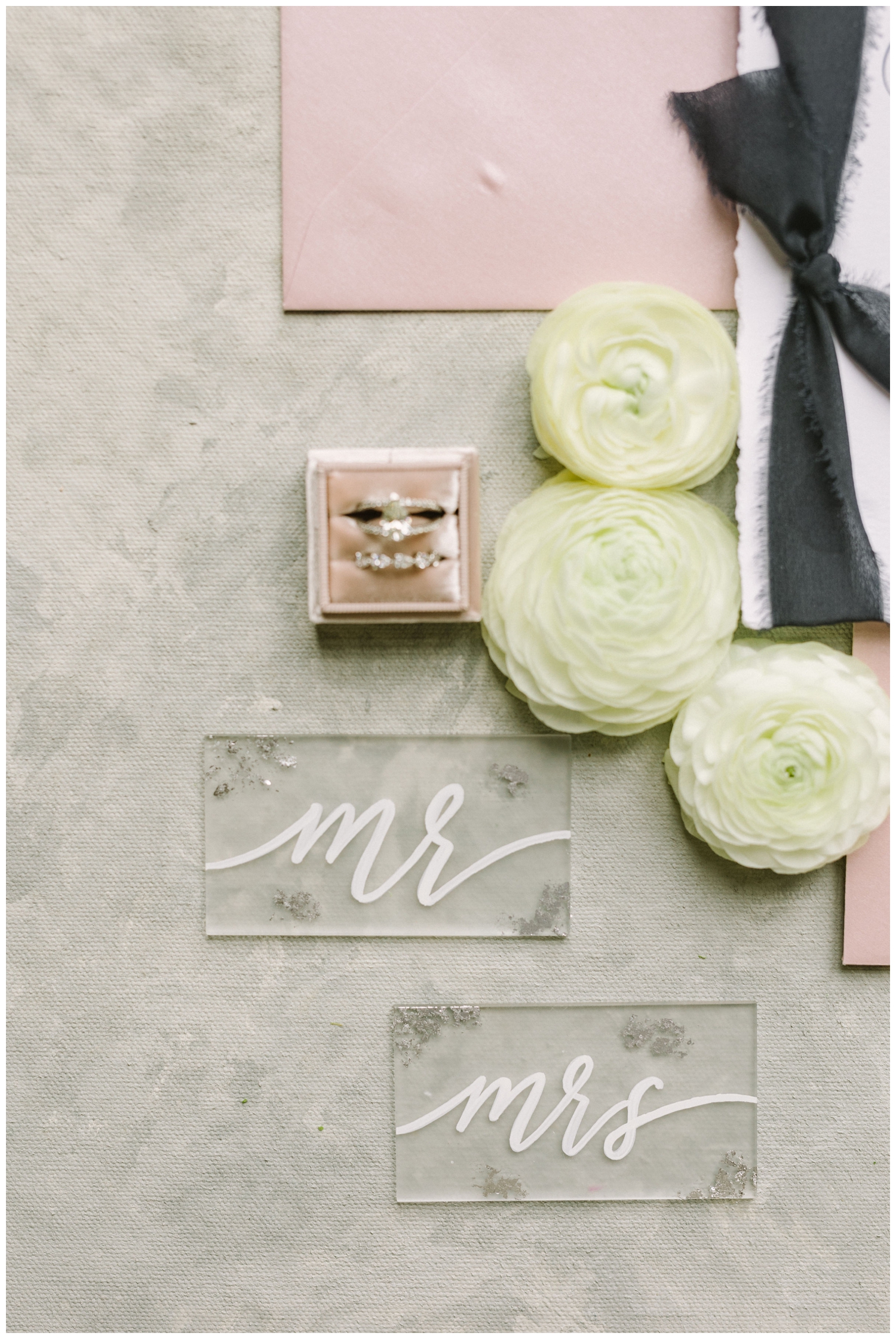 detailed shot of invitation suite pink with florals