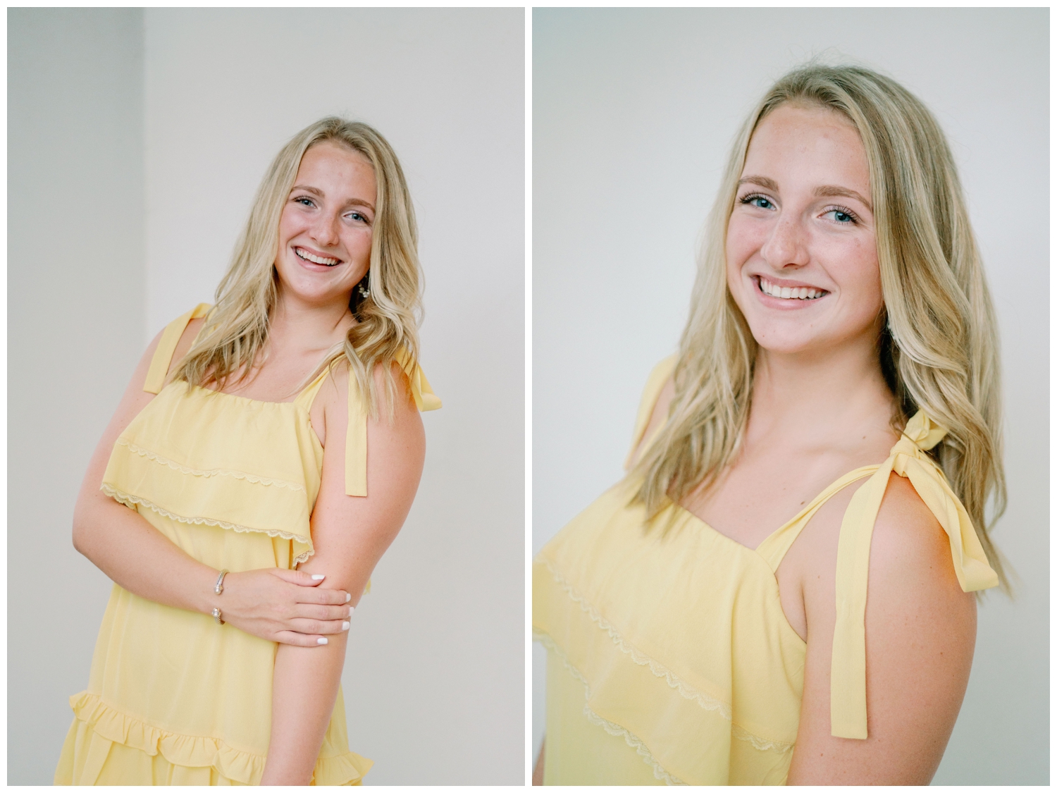 houston texas high school senior in yellow dress portrait
