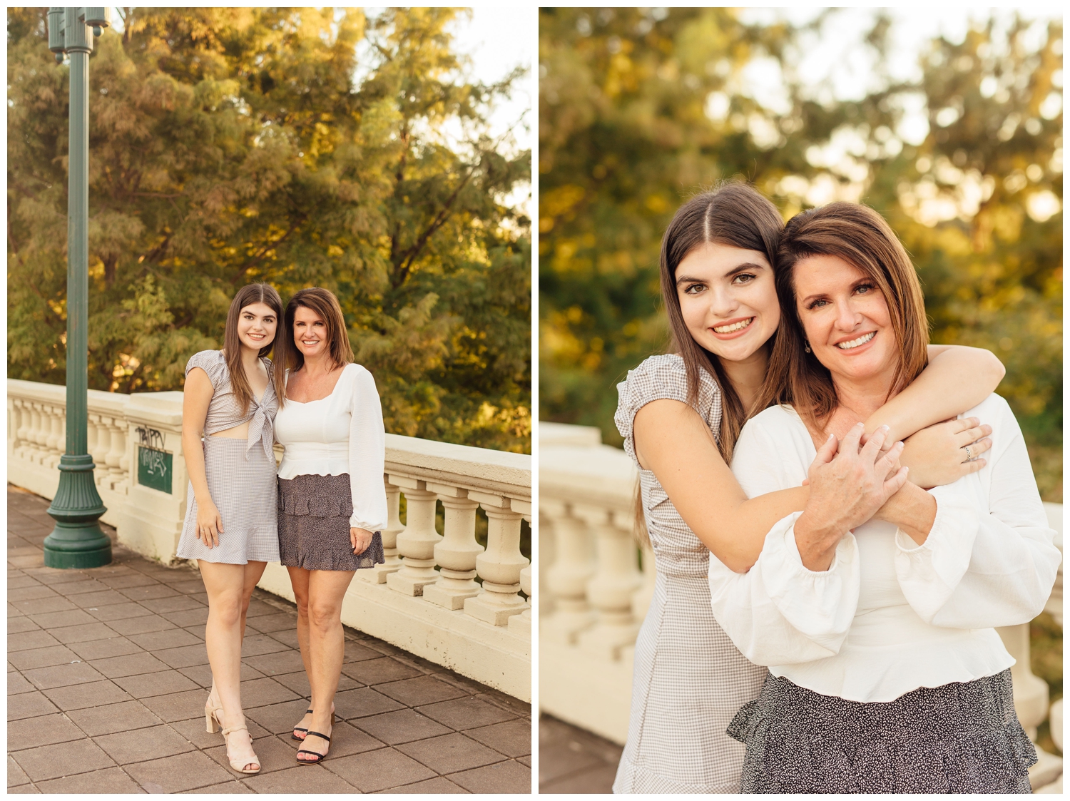 girl hugging mom for senior portraits