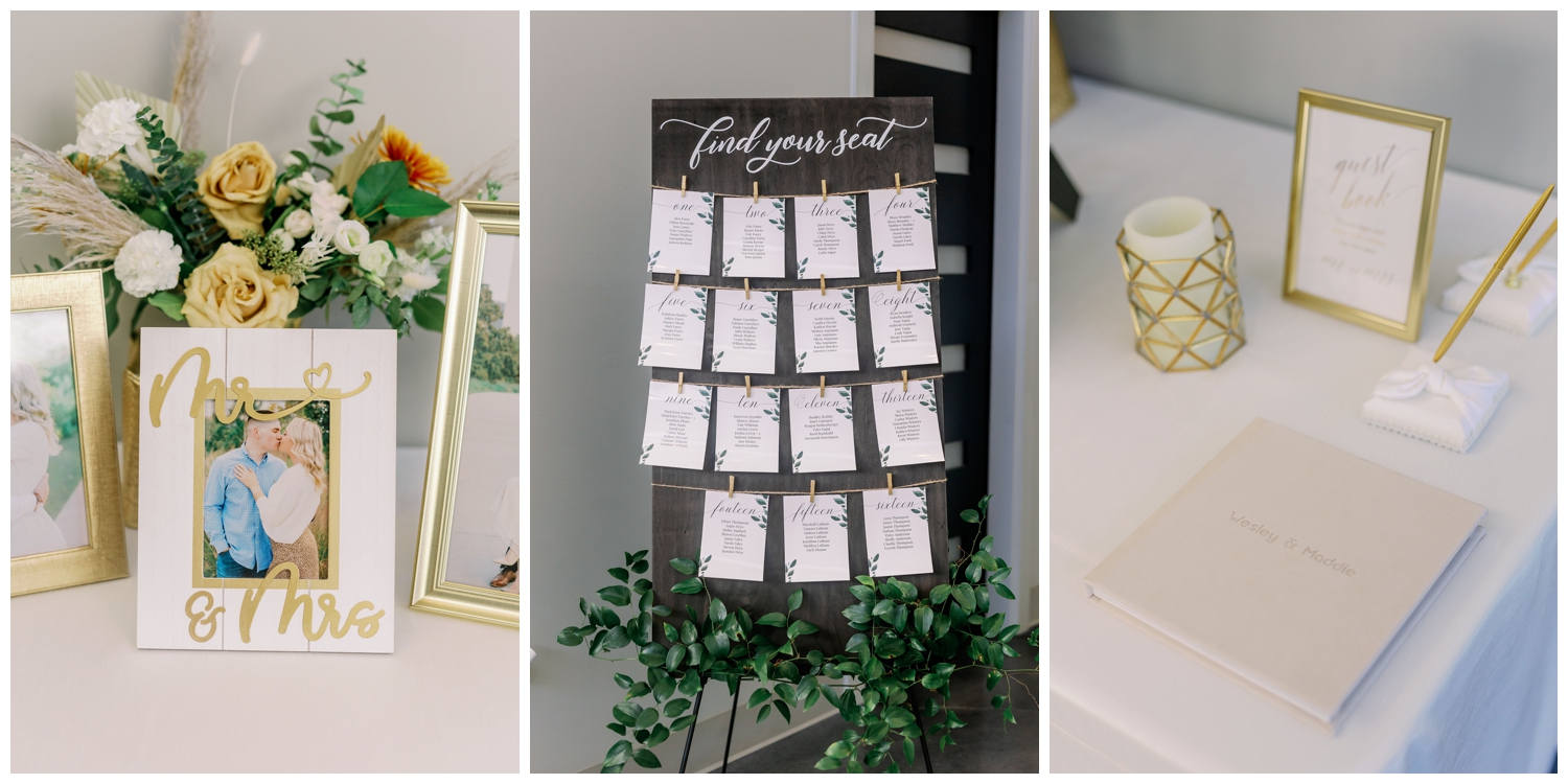 reception table details with seating chart