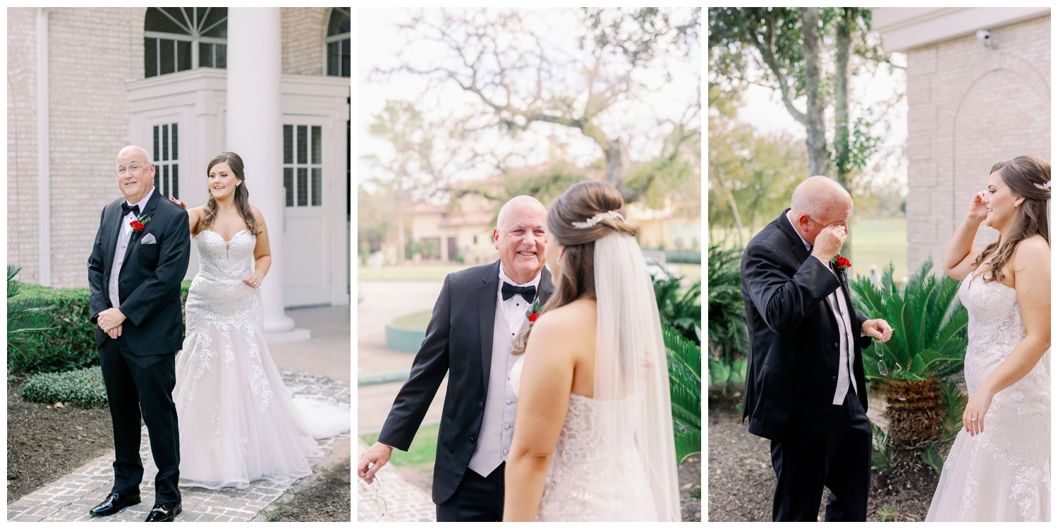 father daughter first look for a Sugar Creek Country Club wedding