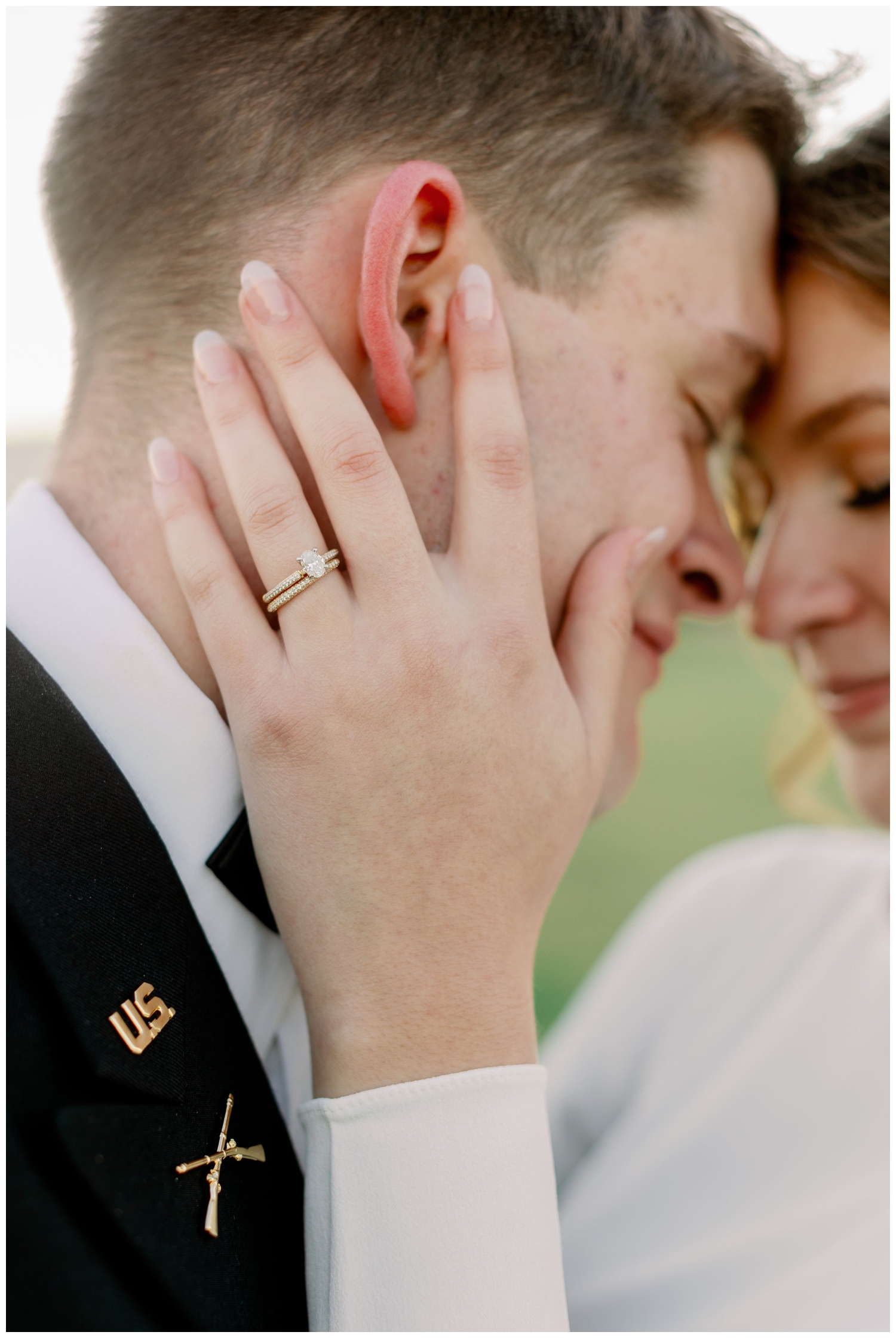 close up image of bride and groom nose to nose College Station wedding photography