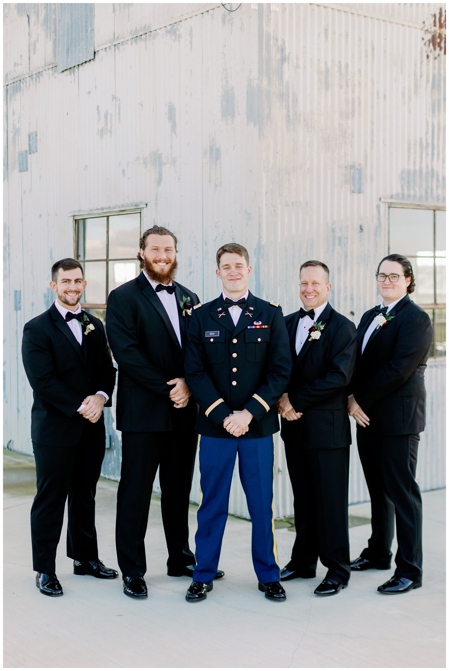 groom and groomsmen portrait for College Station wedding photography
