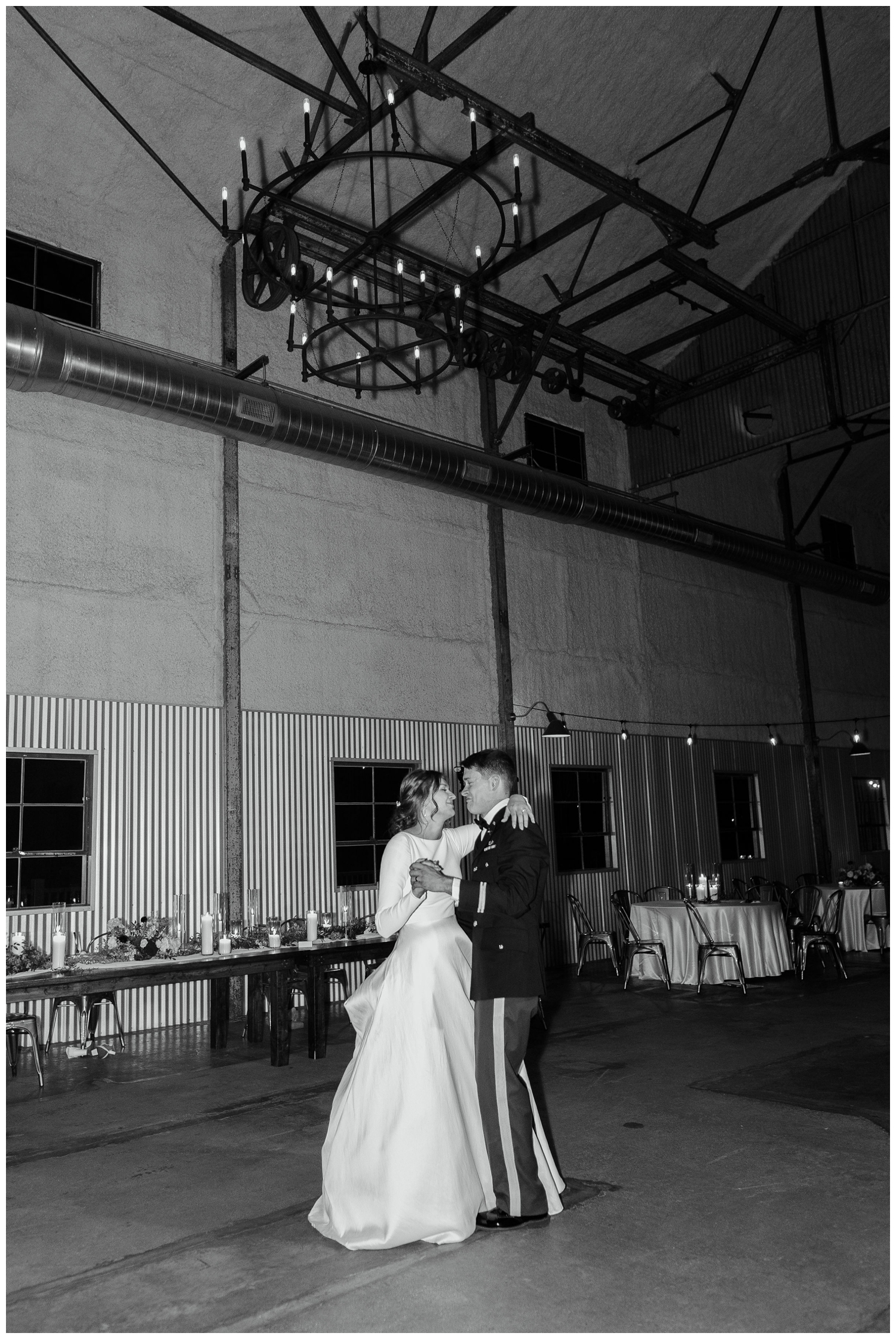 black and white image of private last dance bride and groom