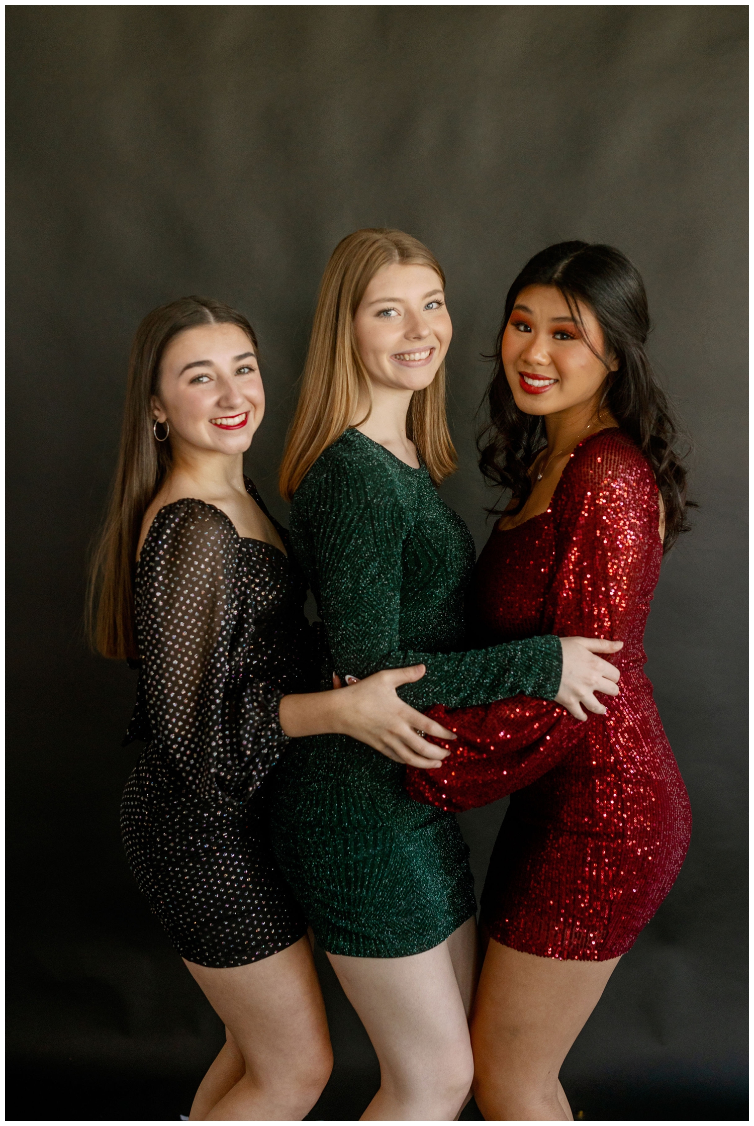 three high school seniors posing for Houston Model Team shoot