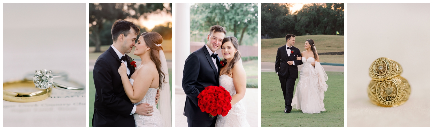 Sugar Creek Country Club wedding highlights of bride and groom portraits and rings