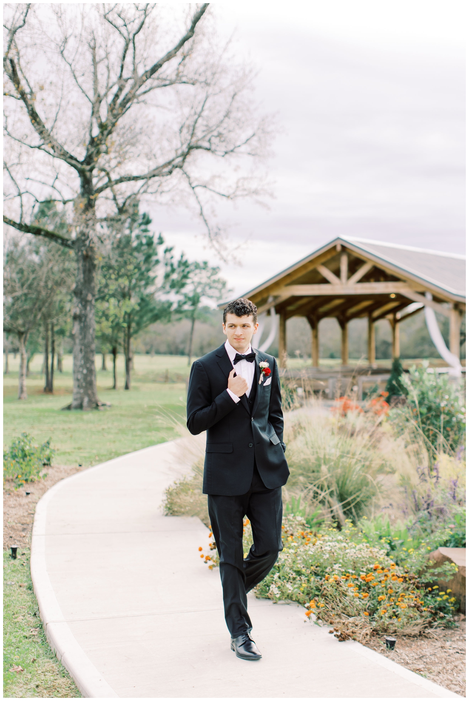 groom walking on pathway at Union Ranch