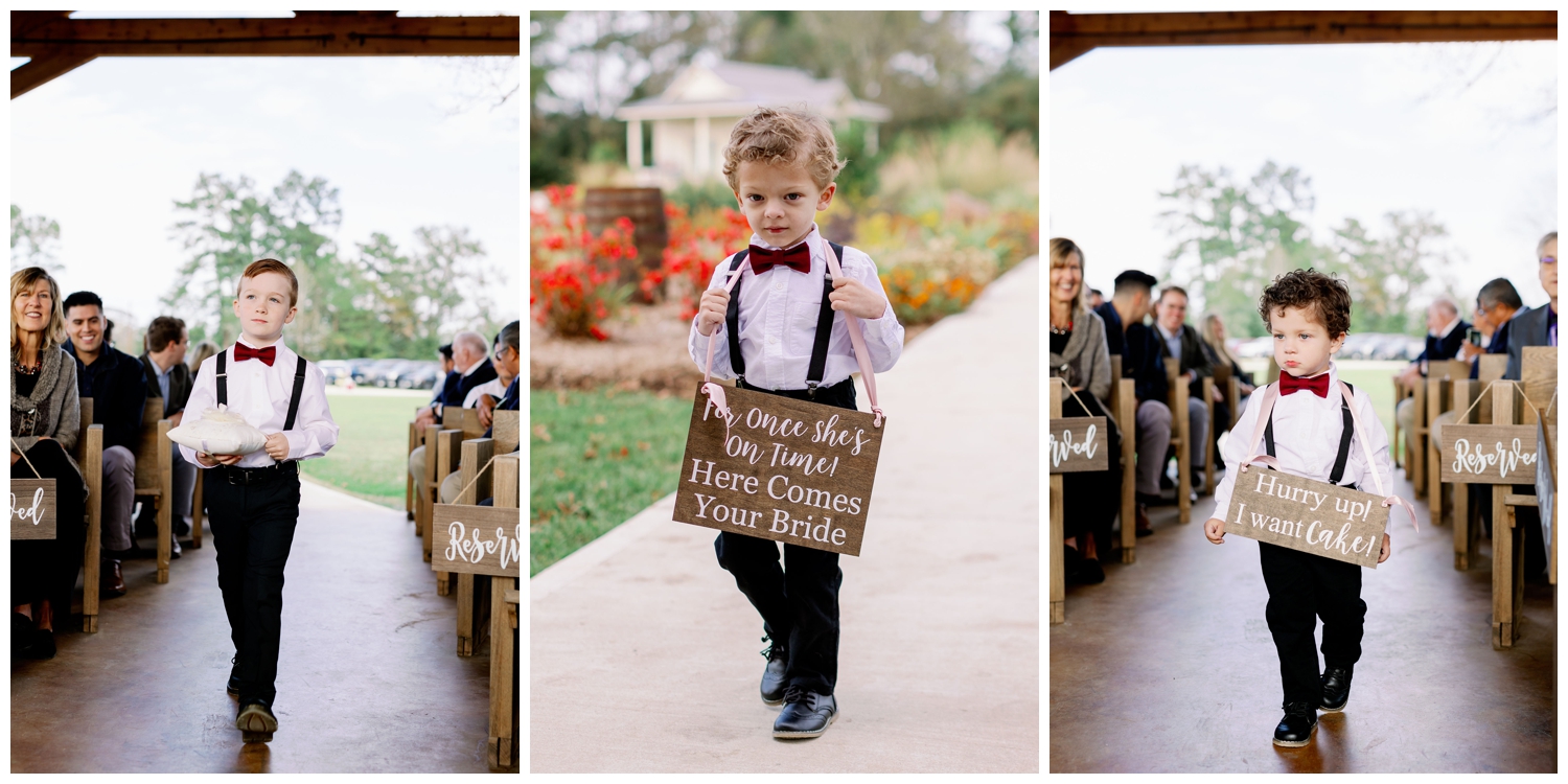 ring bearers walking down Union Ranch ceremony aisle