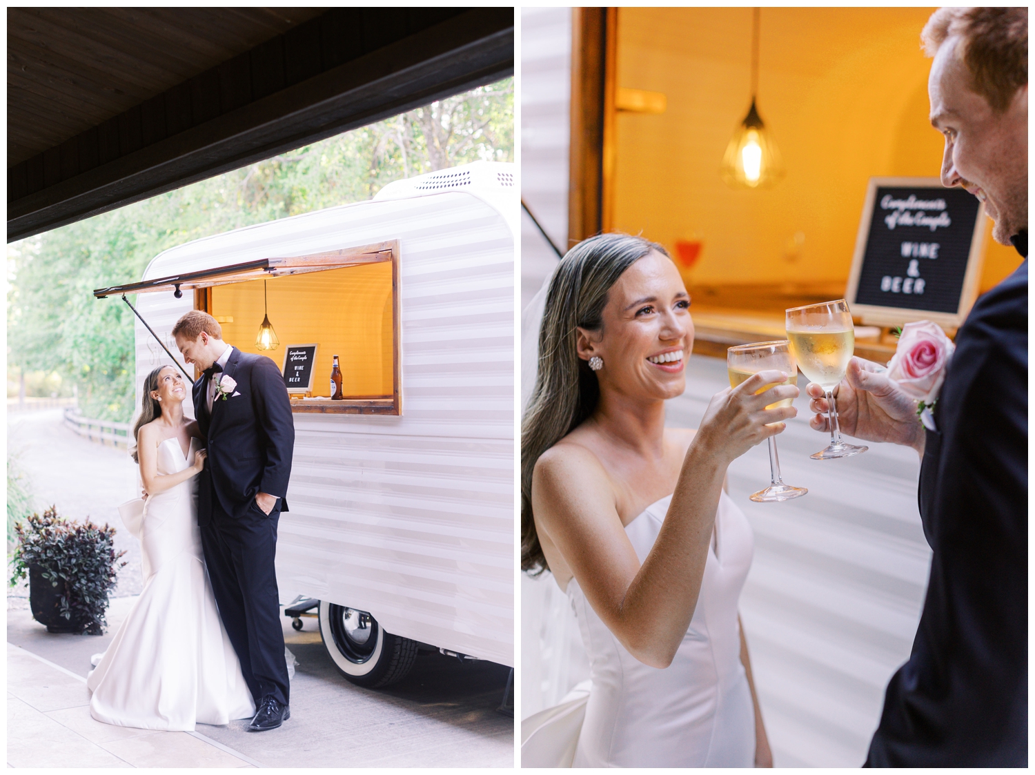 bride and groom toasting at Siptini at The Carriage House Houston