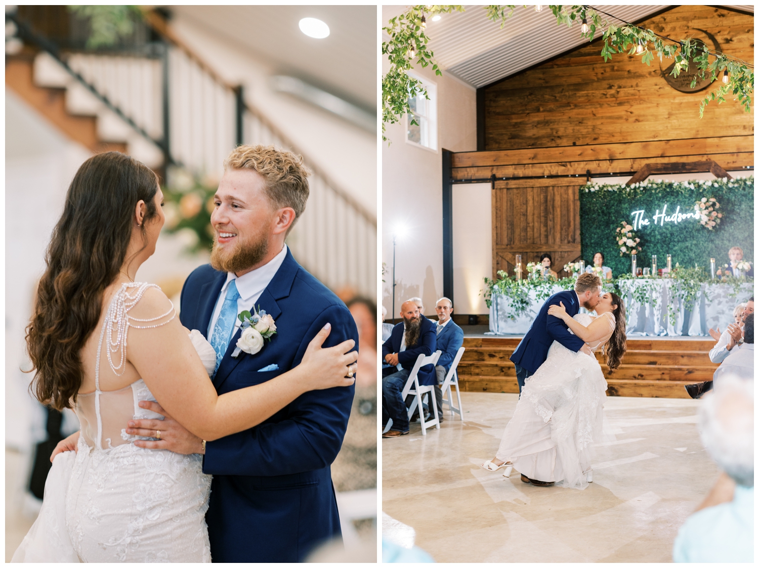 bride and groom first dance inside Bluebird Haven Estates Wedding reception