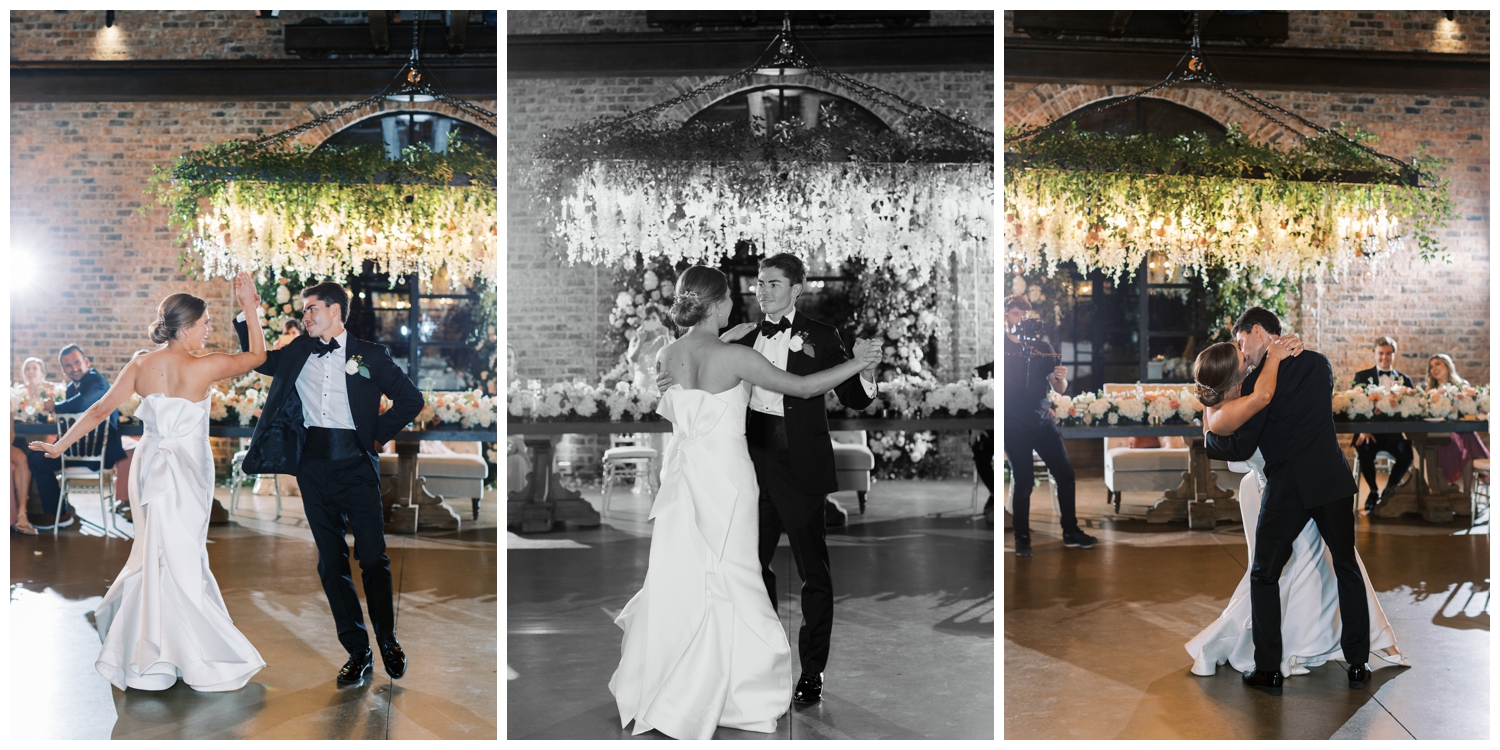 bride and groom first dance during elegant Iron Manor Wedding
