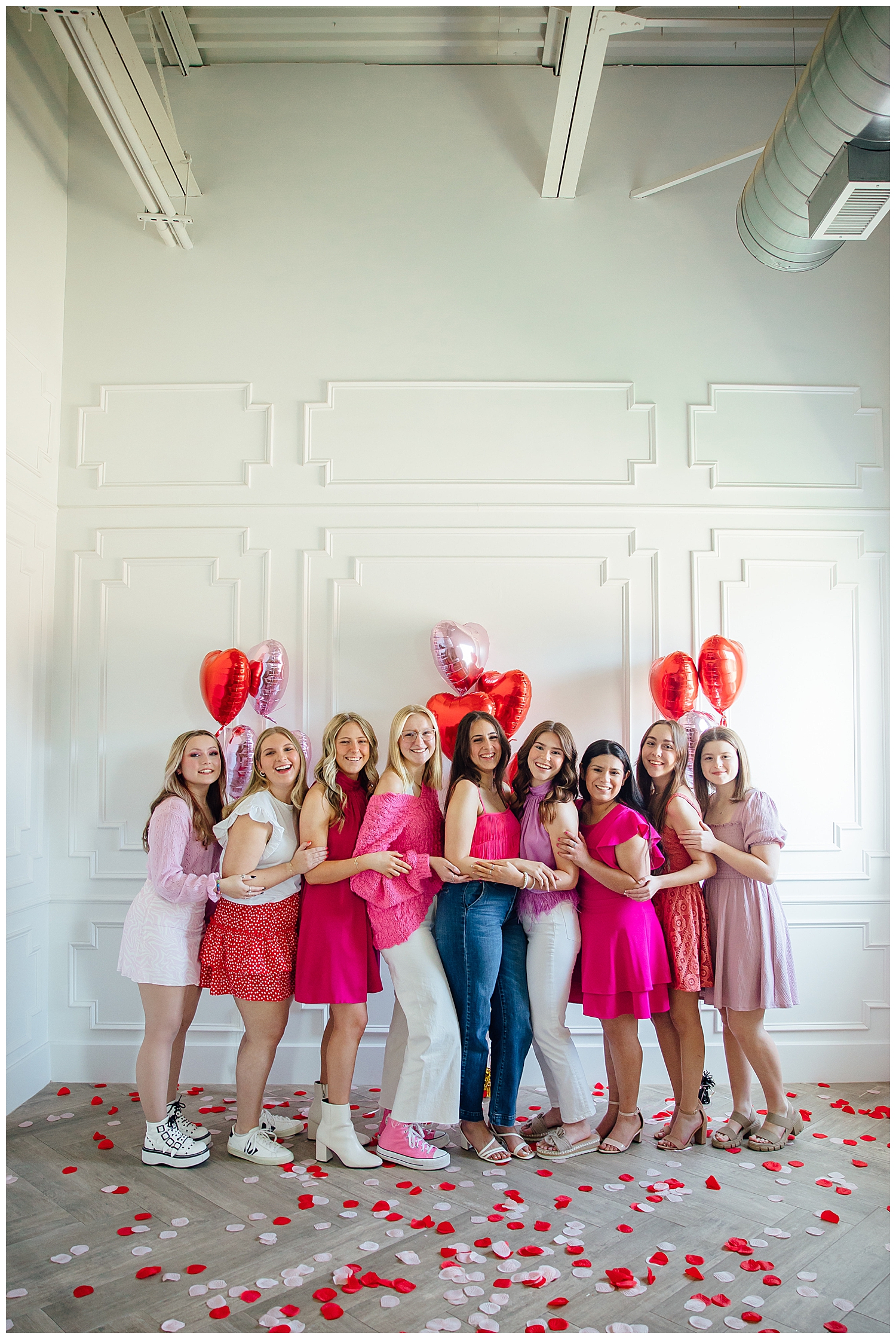 Valentine's Day Senior Photoshoot for Houston model team with heart balloons