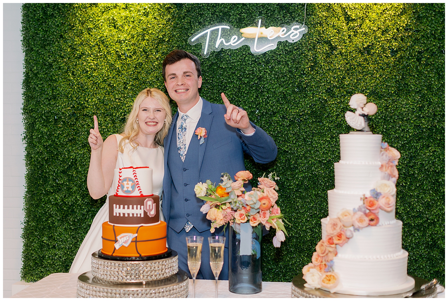 bride and groom cake cutting inside Boxwood Manor wedding reception
